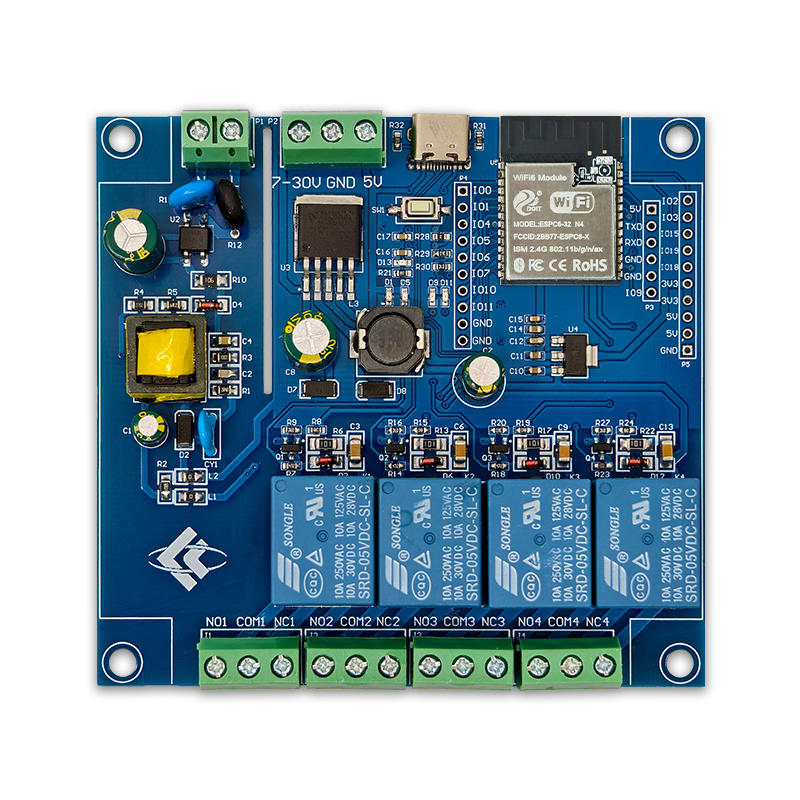 ESP32-C6 WiFi 6 Bluetooth Four-Channel Relay Module Developm