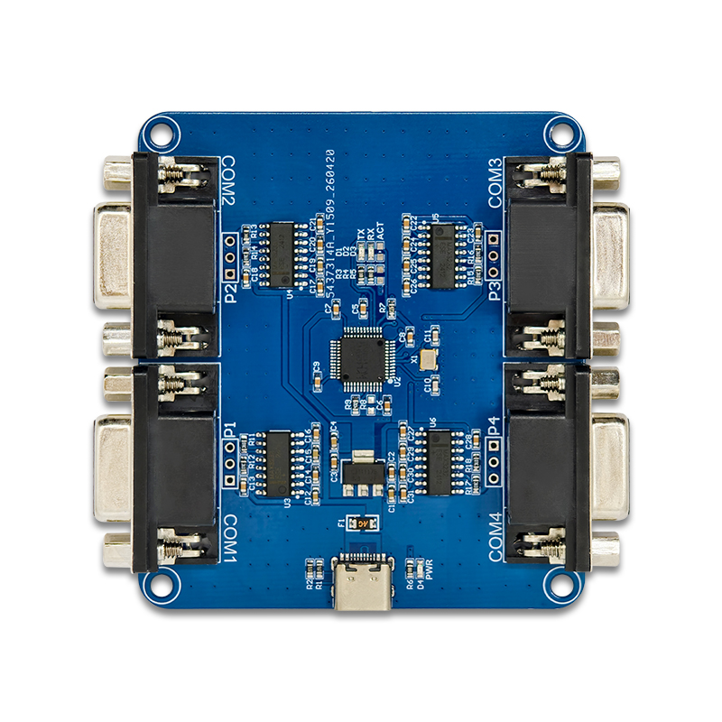 CH344Q USB to Four-Port RS232 Communication Module